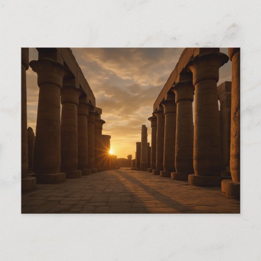 古代寺院の壮麗なポストカード - ゴールデンアワー ポストカード (正面)