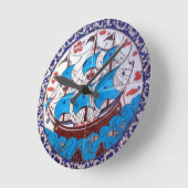 古代戦艦 ラウンド壁時計 (傾斜)