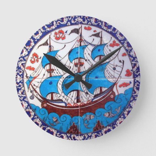 古代戦艦 ラウンド壁時計 (正面)