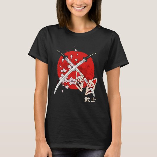 古代日本のさくらんぼサムライ刀 Tシャツ (正面)