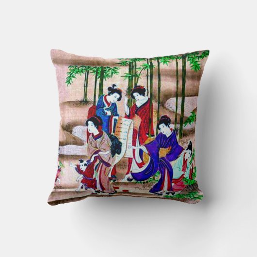 古代日本のな描写の芸術の装飾用クッション クッション (裏面)