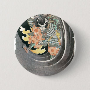 古代日本のな武士の絵画 缶バッジ
