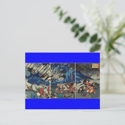 古代日本のの武絵画士と蒙古人 ポストカード (スタンド正面)