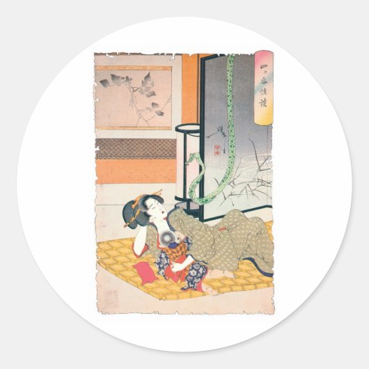 古代日本のの絵画、母とベビー ラウンドシール (正面)