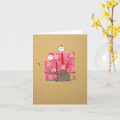 古代日本のカップルのノートカード カード (黄色い花)