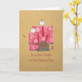 古代日本のカップル記念日カード カード (黄色い花)