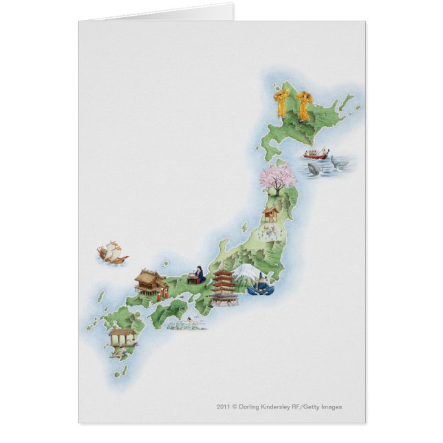 古代日本の図解入りの、写真付きのな地図 (正面)