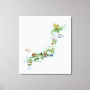 古代日本の図解入りの、写真付きのな地図 キャンバスプリント