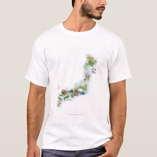 古代日本の図解入りの、写真付きのな地図 Tシャツ (正面)