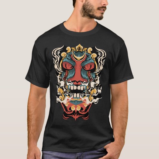 古代日本の悪魔アート Tシャツ (正面)