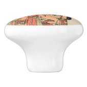 古代日本の木材スケッチと女性 セラミックノブ (側面)