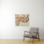 古代日本の木材スケッチと女性 タペストリー (インサイチュ(横))