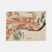 古代日本の木材スケッチと女性 フリースブランケット (正面(横))