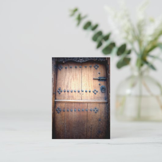 古代旧式なドア木ヴィンテージ 名刺 (スタンド正面)