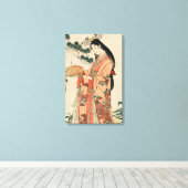 古代木材スケッチの女日本の性 キャンバスプリント (インサイチュ (ウッドフロア))