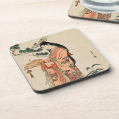 古代木材スケッチの女日本の性 コースター (左側)