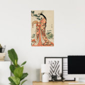 古代木材スケッチの女日本の性 ポスター (ホームオフィス)