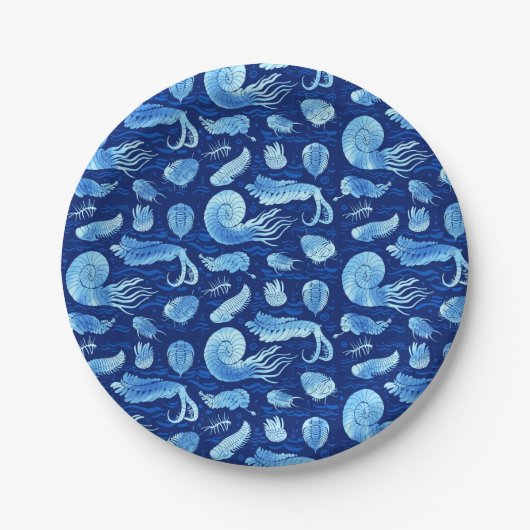 古代海の動物：三葉虫類、アノマロカリス…… ペーパープレート (正面)