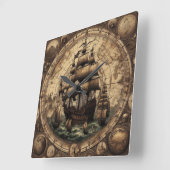 古代海賊帆走船1 スクエア壁時計 (傾斜)