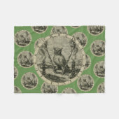 古代紋章-フクロウ-知恵毛布のライト フリースブランケット (正面(横))