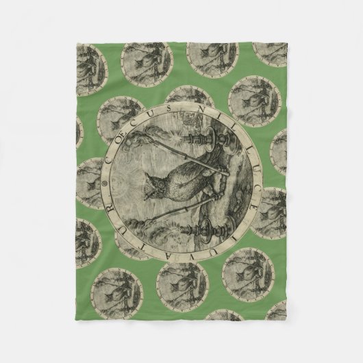 古代紋章-フクロウ-知恵毛布のライト フリースブランケット (正面)