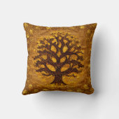 古代素朴ブラウン&金ゴールドの木LIfe by kedoki クッション (裏面)
