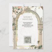 古代素朴ムガルアーチフローラムスリム結婚ズ 招待状 (裏面)