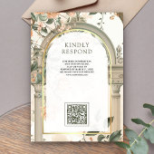 古代素朴ムガルアーチフローラムスリム結婚ズ 招待状