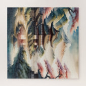 古代絵を描村の水の色日本のの ジグソーパズル (横)