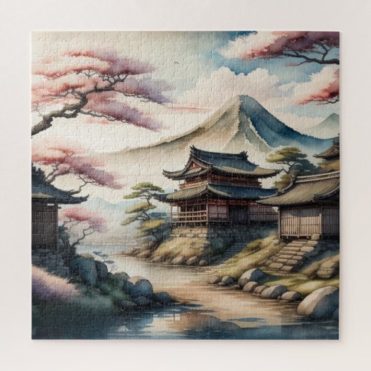 古代絵を描村の水の色日本のの ジグソーパズル (縦)