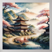 古代絵を描村の水の色日本のの ポスター (正面)