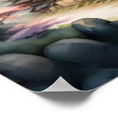 古代絵を描村の水の色日本のの ポスター (角)