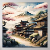 古代絵を描村の水の色日本のの ポスター (正面)