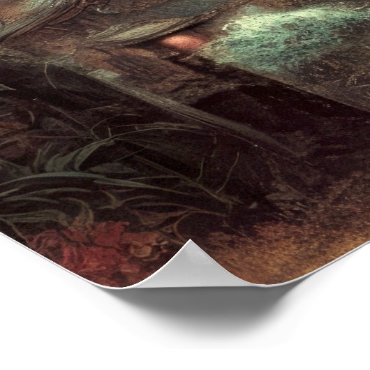 古代絵画村の水の色中国のの ポスター (角)