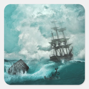 古代船のシール スクエアシール