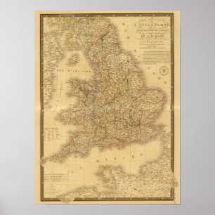 古代英語の地図 ポスター