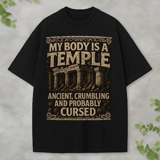 古代遺跡のユーモア 古代の呪われた寺院デザイン Tシャツ