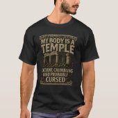 古代遺跡のユーモア 古代の呪われた寺院デザイン Tシャツ (正面)