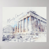古代遺跡パルテノン神殿アテネギリシャ壁ステッカー ポスター (正面)