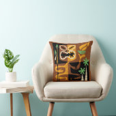 古代部族の儀式: 火と槍を持つ男 クッション (椅子)