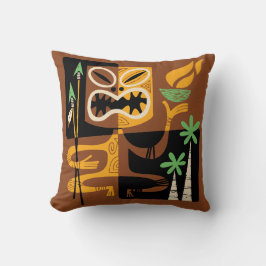 古代部族の儀式: 火と槍を持つ男 クッション