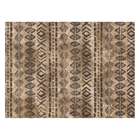 古代金ゴールドおよび黒い種族の民族パターン テーブルクロス (正面(横))