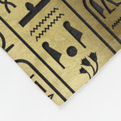 古代金ゴールドの黒いヒエログリフパターン フリースブランケット (角)