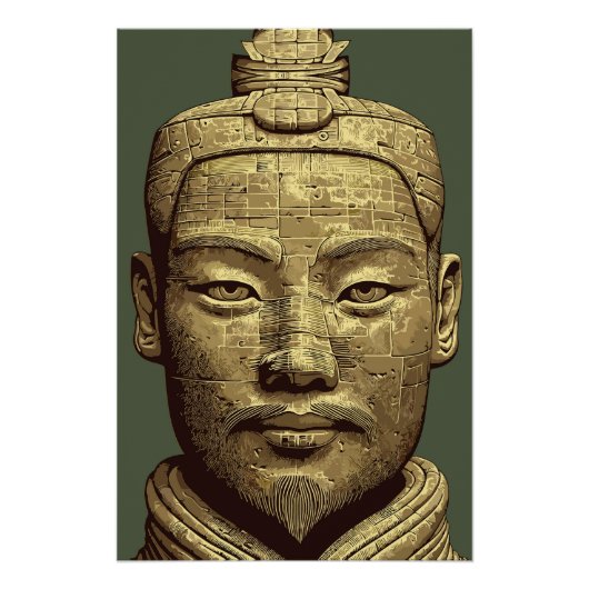 古代金色アート 兵馬俑 ポスター (正面)