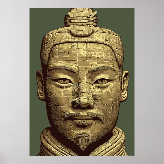古代金色アート 兵馬俑 ポスター (正面)