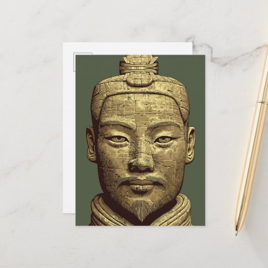古代金色アート 兵馬俑 ポストカード (正面/裏面インサイチュ)