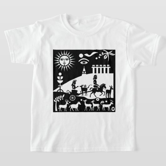 古代風のイラスト Tシャツ (レイダウン)