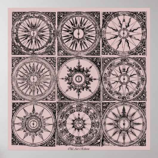 古代風バラポスター ポスター (正面)