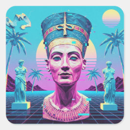 古代NefertitiプレミアムVaporwaveステッカー スクエアシール