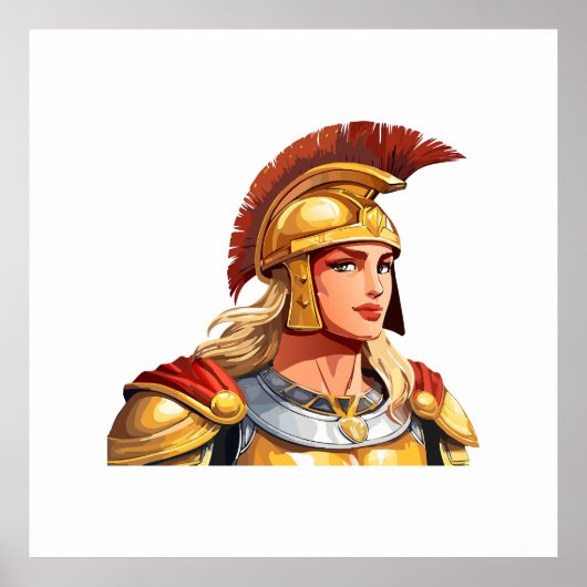 古典的なギリシャの戦士女性のプロフィール ポスター (正面)